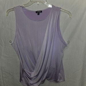 Express Lavender Drape Front Top and Soft Blue Fitted Top. Sleeveless.